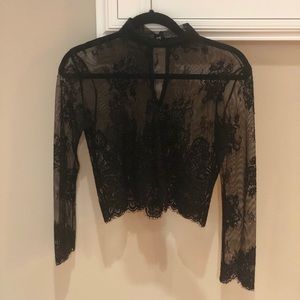 Long sleeve lace shirt with turtle neck